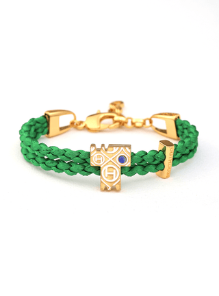 personalised unisex gold bracelets in green colour