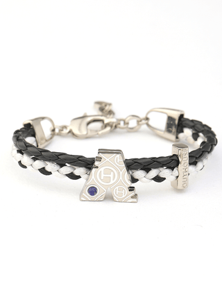 personalised unisex silver bracelets in black colour