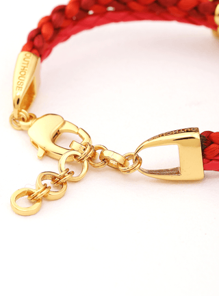customised unisex gold bracelets in red colour
