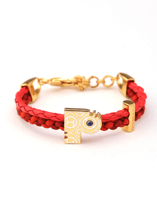 personalised unisex gold bracelets in red colour