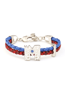 personalised unisex silver bracelets in marine blue colour