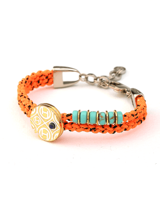 customised unisex silver bracelets in atomic orange colour