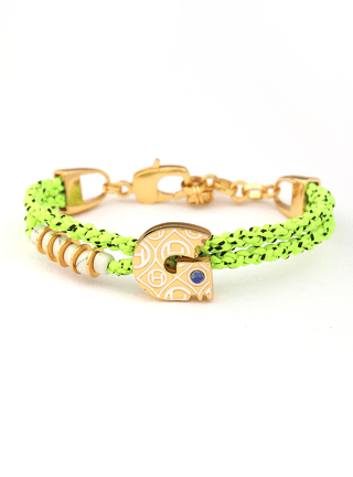 personalised unisex gold bracelets in cyber lime colour