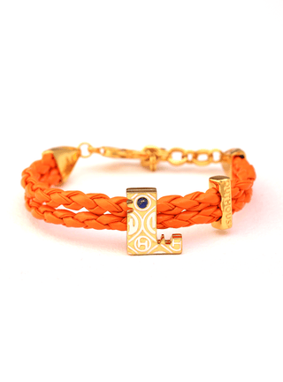 personalised unisex gold bracelets in solar orange colour