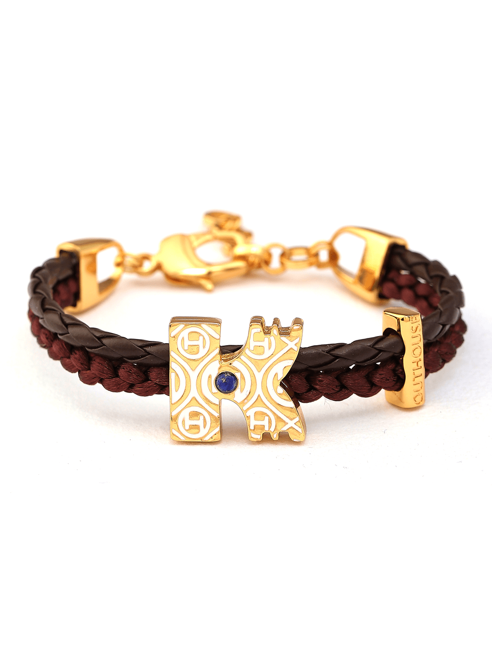 personalised unisex gold bracelets in brown colour
