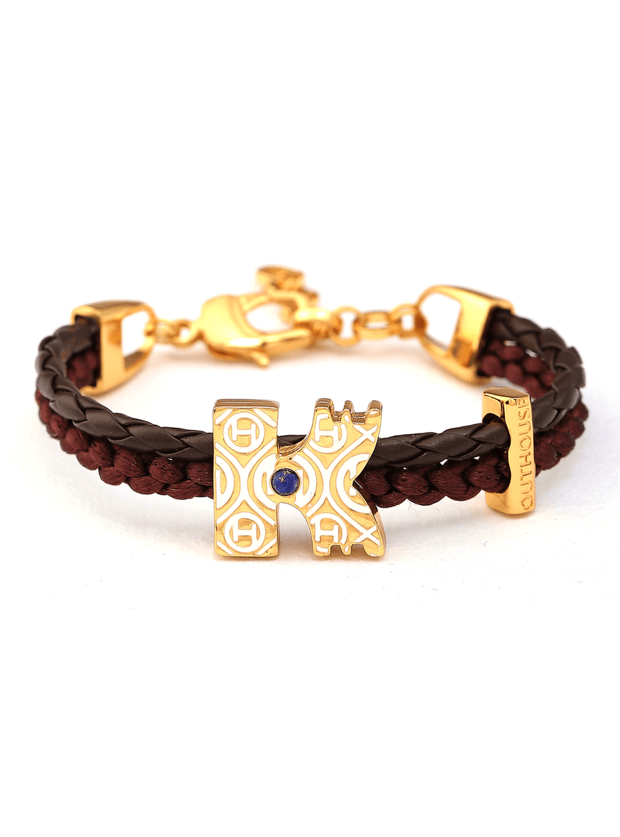 personalised unisex gold bracelets in brown colour