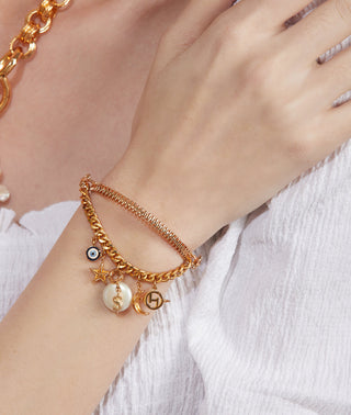 personalised gold pendant bracelet