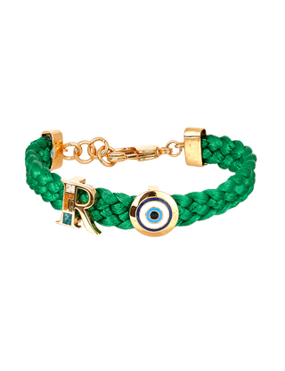 personalised green evil eye bracelet