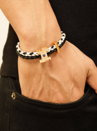 personalised men gold bracelets in black colour