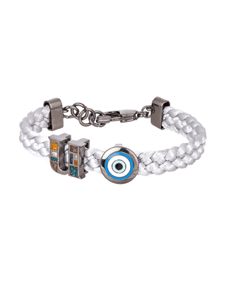 personalised unisex thread bracelet in gun metal