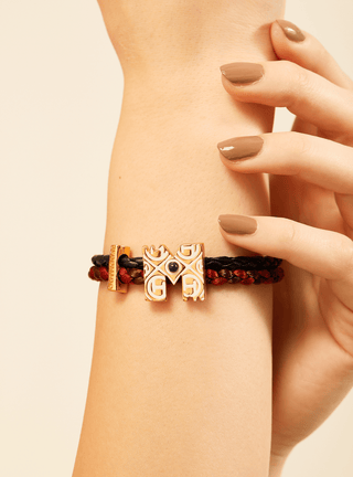 personalised women gold bracelets in maroon colour