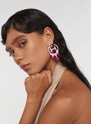 pink midi earrings