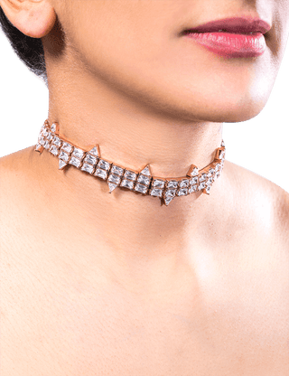 Rose gold choker with crystals