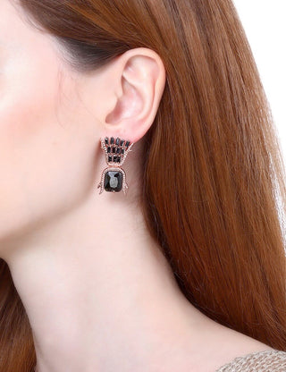Rose gold earrings with black crystal