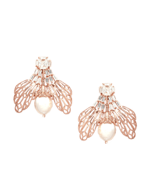 rose gold pearl studs