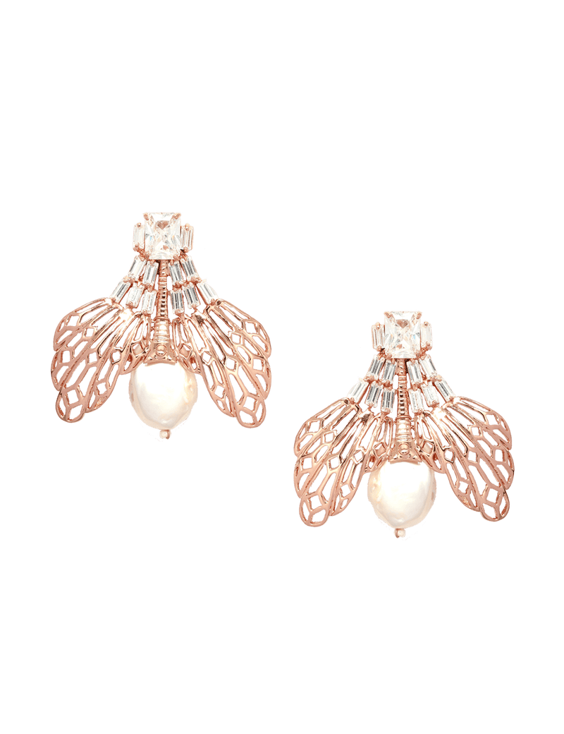 rose gold pearl studs