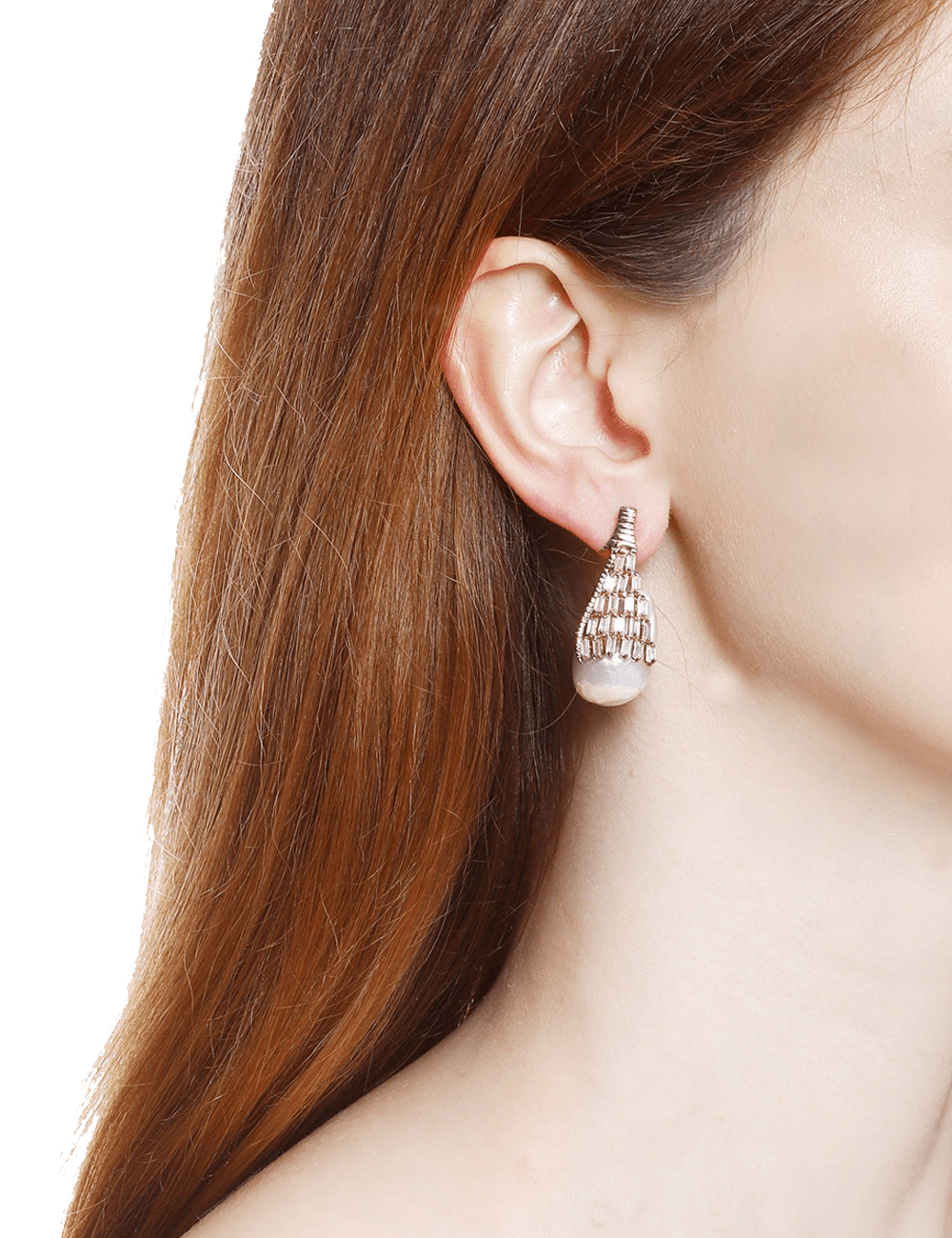 rose gold plated pearl drop earrings