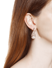rose gold plated pearl drop earrings
