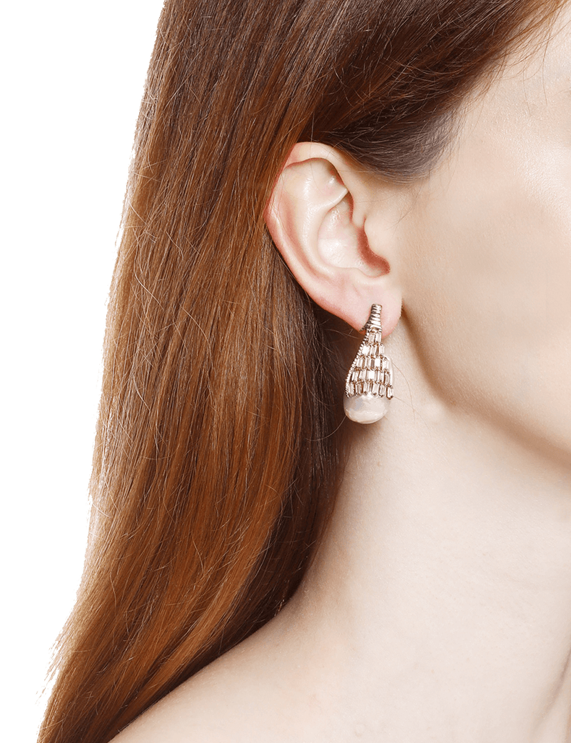 rose gold plated pearl drop earrings