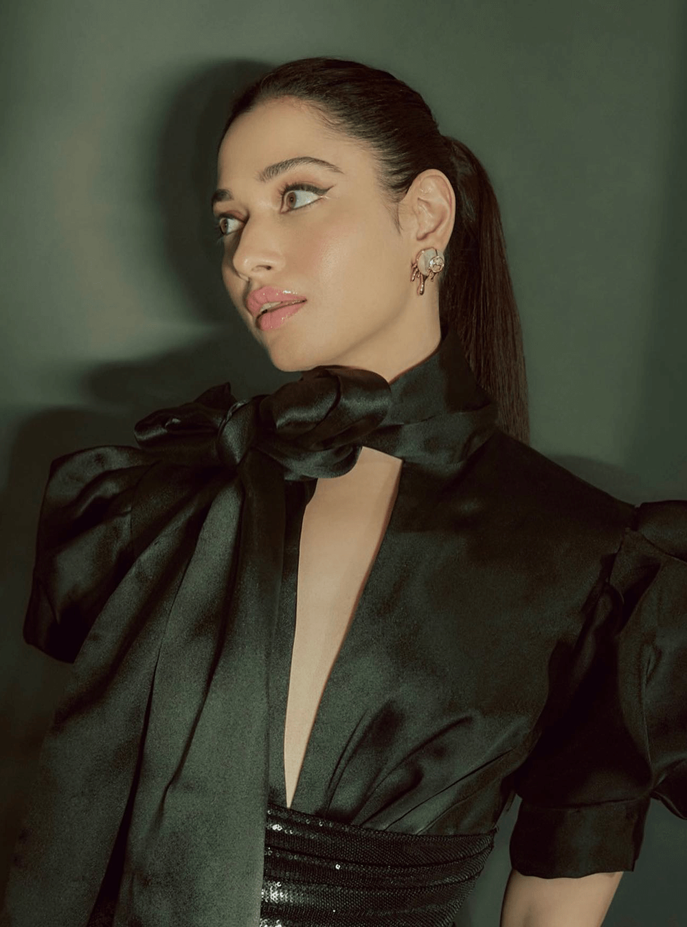 Tamanna Bhatia Wearing Drip OH Palescent Pearl Studs Earrings