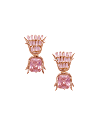 stud earrings with pink crystal