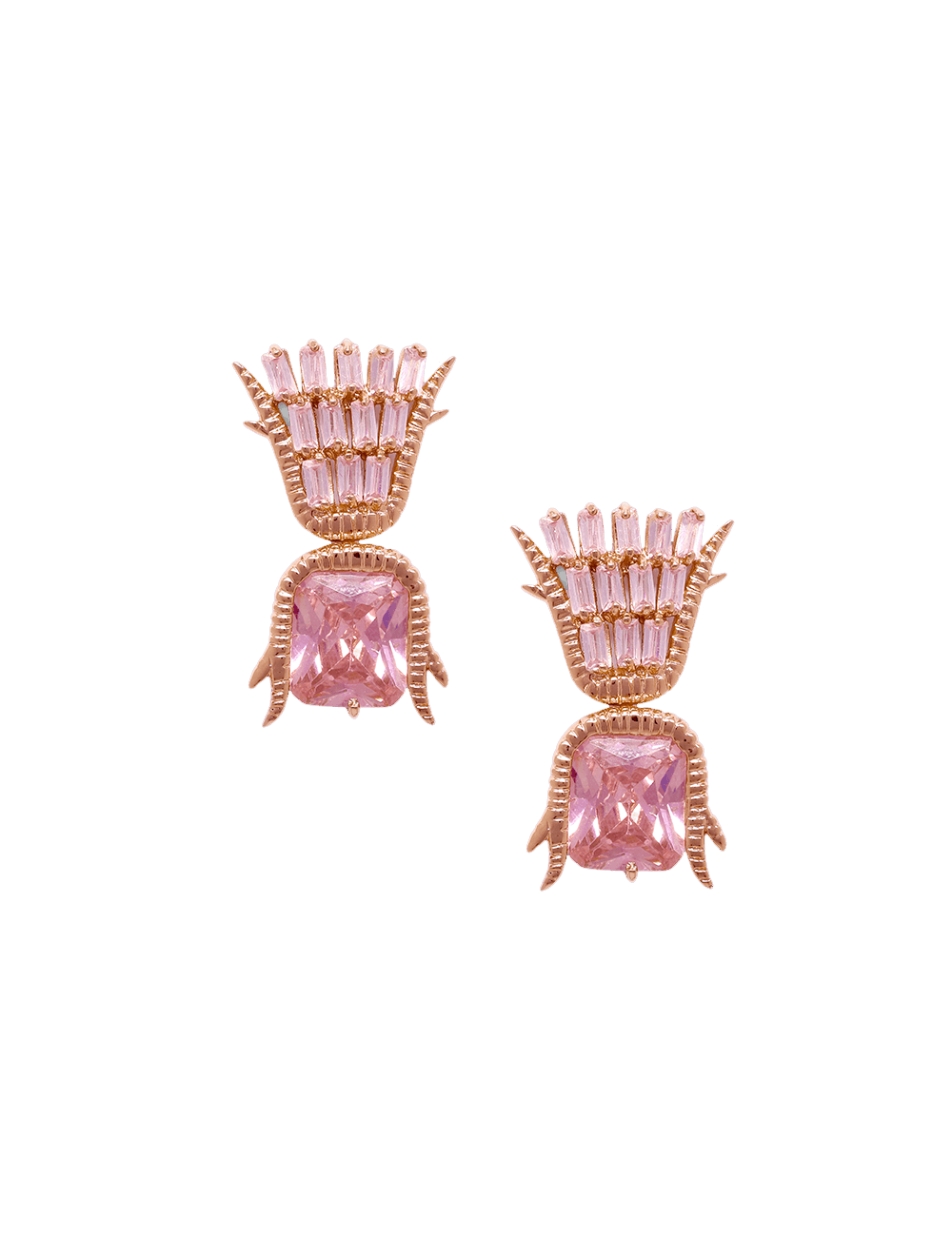 stud earrings with pink crystal