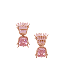 stud earrings with pink crystal