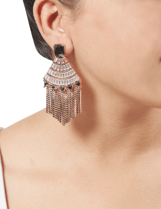 Gold plated tassel earrings by outhouse