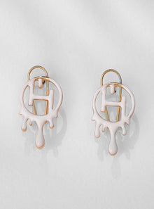 white enamel earrings